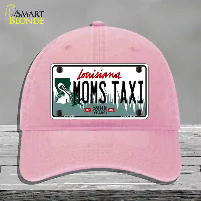 Moms Taxi Louisiana Novelty License Plate Hat Unconstructed Cotton / Pink