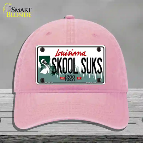 Skool Suks Louisiana Novelty License Plate Hat Unconstructed Cotton / Pink