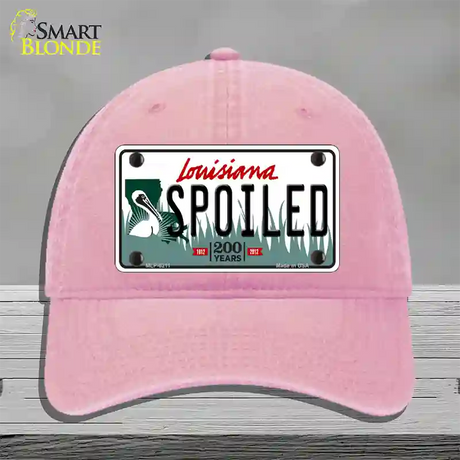 Spoiled Louisiana Novelty License Plate Hat Unconstructed Cotton / Pink