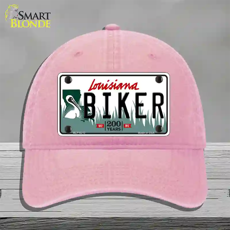 Biker Louisiana Novelty License Plate Hat Unconstructed Cotton / Pink