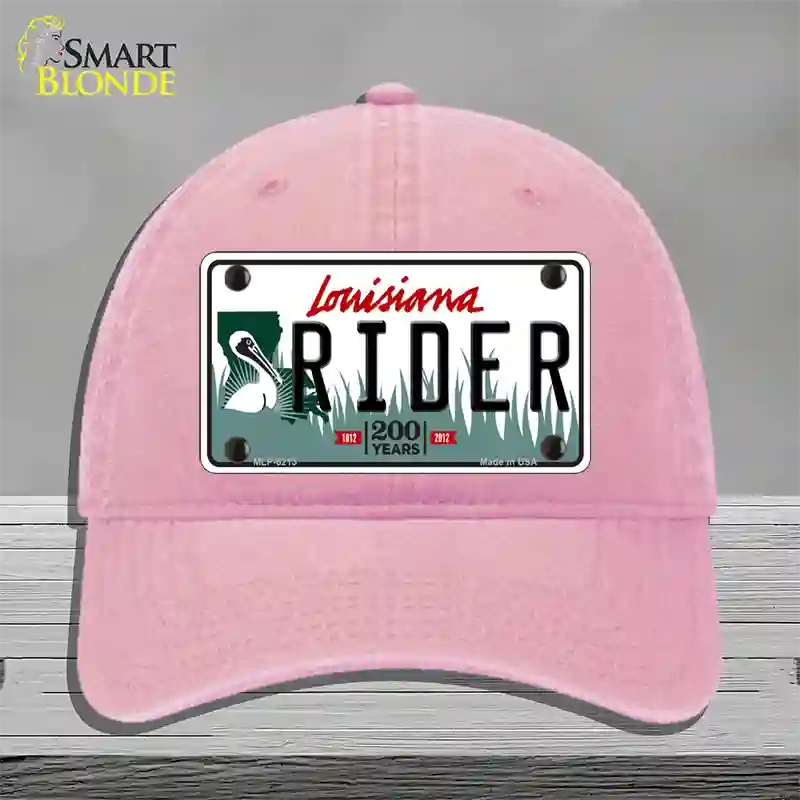 Rider Louisiana Novelty License Plate Hat Unconstructed Cotton / Pink