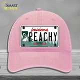 Peachy Louisiana Novelty License Plate Hat Unconstructed Cotton / Pink