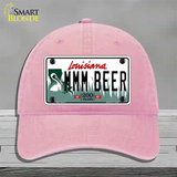 MMM Beer Louisiana Novelty License Plate Hat Unconstructed Cotton / Pink