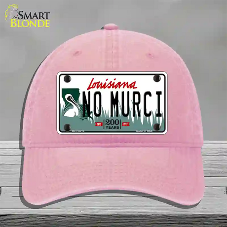 No Murci Louisiana Novelty License Plate Hat Unconstructed Cotton / Pink