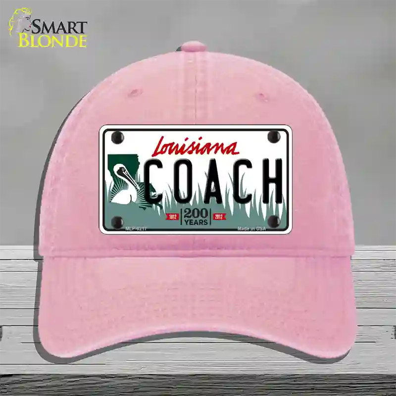 Coach Louisiana Novelty License Plate Hat Unconstructed Cotton / Pink