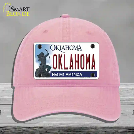 Oklahoma Novelty License Plate Hat Unconstructed Cotton / Pink