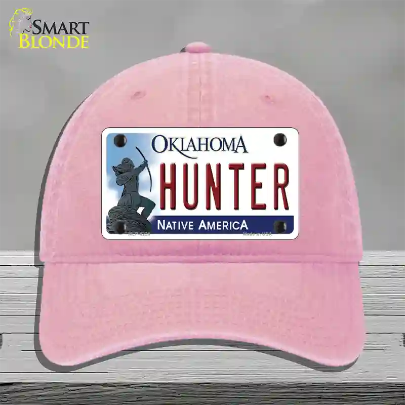 Hunter Oklahoma Novelty License Plate Hat Unconstructed Cotton / Pink