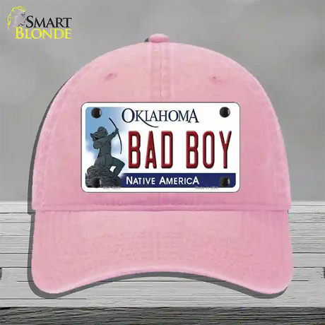 Bad Boy Oklahoma Novelty License Plate Hat Unconstructed Cotton / Pink