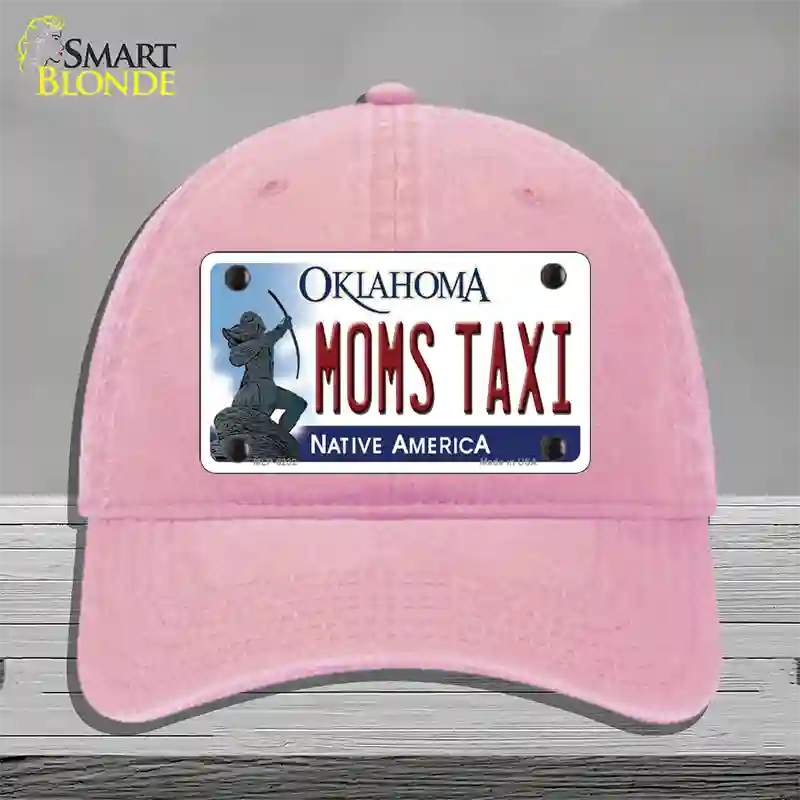 Moms Taxi Oklahoma Novelty License Plate Hat Unconstructed Cotton / Pink