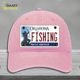 Fishing Oklahoma Novelty License Plate Hat Unconstructed Cotton / Pink