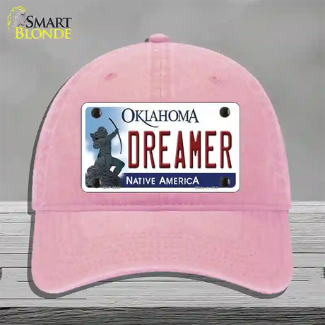 Dreamer Oklahoma Novelty License Plate Hat Unconstructed Cotton / Pink