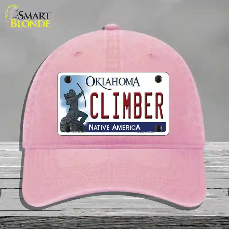 Climber Oklahoma Novelty License Plate Hat Unconstructed Cotton / Pink