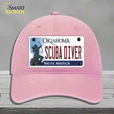 Scuba Diver Oklahoma Novelty License Plate Hat Unconstructed Cotton / Pink