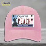 Peachy Oklahoma Novelty License Plate Hat Unconstructed Cotton / Pink