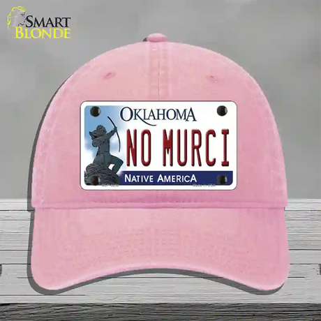 No Murci Oklahoma Novelty License Plate Hat Unconstructed Cotton / Pink