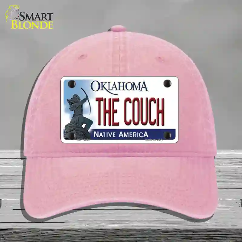 The Couch Oklahoma Novelty License Plate Hat Unconstructed Cotton / Pink