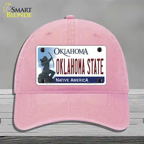 Oklahoma State Novelty License Plate Hat Unconstructed Cotton / Pink