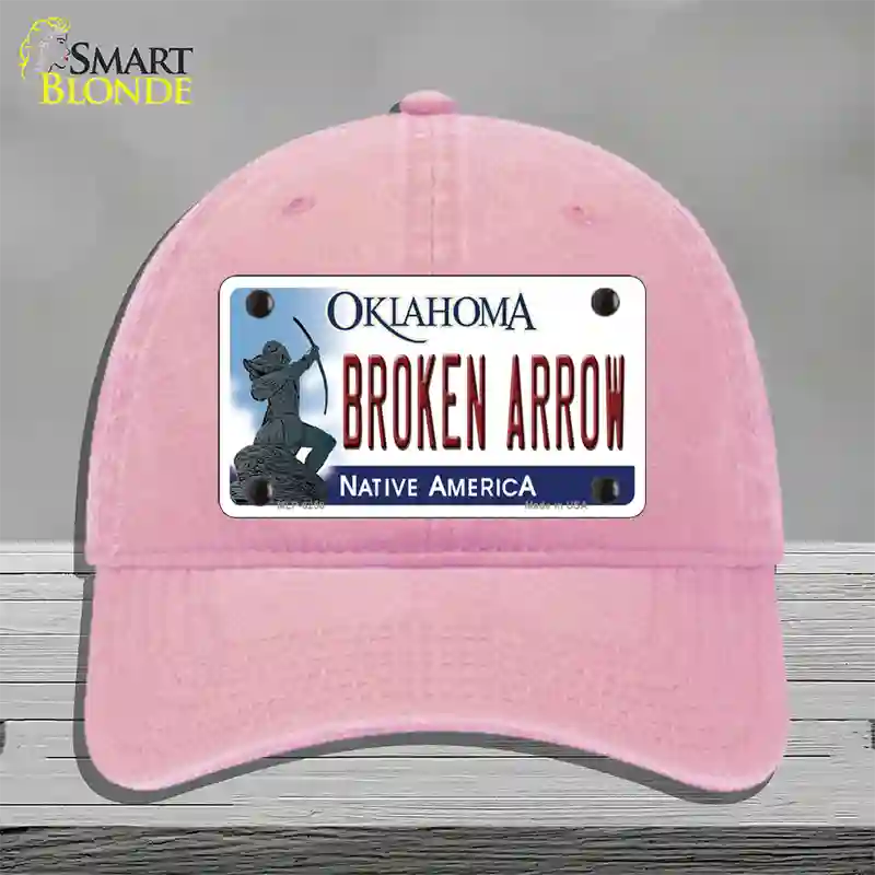 Broken Arrow Oklahoma Novelty License Plate Hat Unconstructed Cotton / Pink