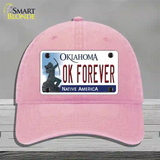 Ok Forever Oklahoma Novelty License Plate Hat Unconstructed Cotton / Pink