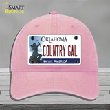 Country Gal Oklahoma Novelty License Plate Hat Unconstructed Cotton / Pink