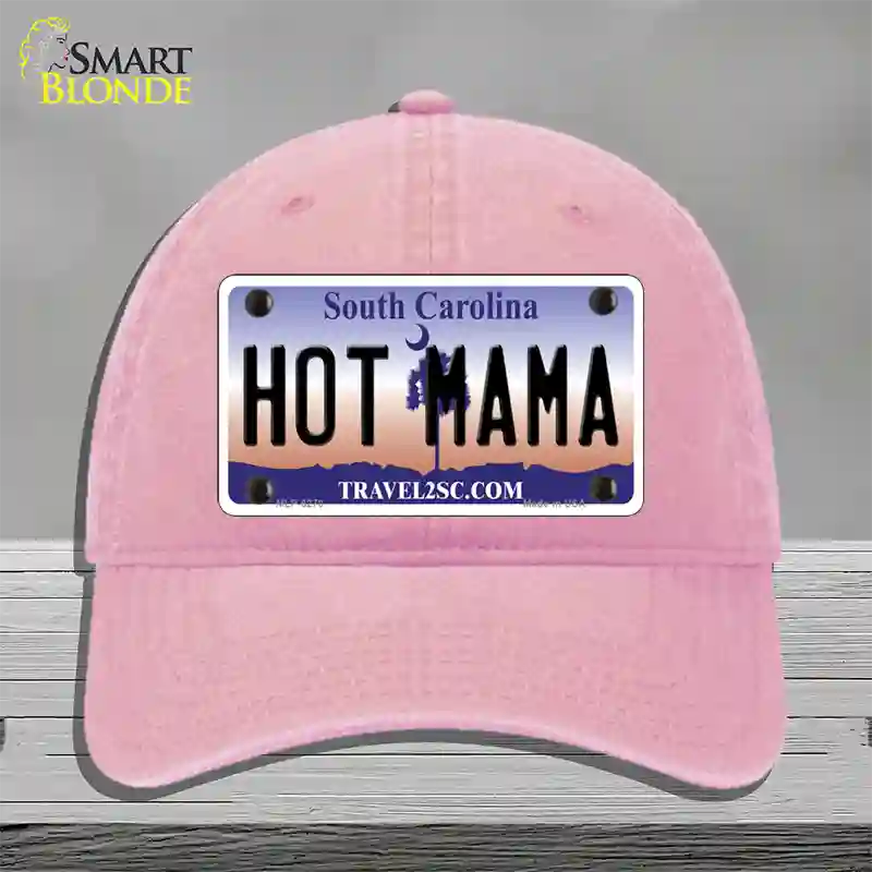 Hot Mama South Carolina Novelty License Plate Hat Unconstructed Cotton / Pink