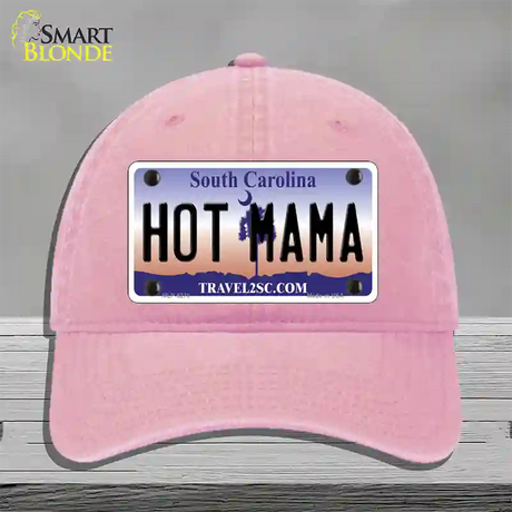 Hot Mama South Carolina Novelty License Plate Hat Unconstructed Cotton / Pink