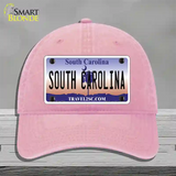 South Carolina Novelty License Plate Hat Unconstructed Cotton / Pink