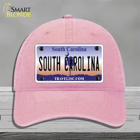 South Carolina Novelty License Plate Hat Unconstructed Cotton / Pink