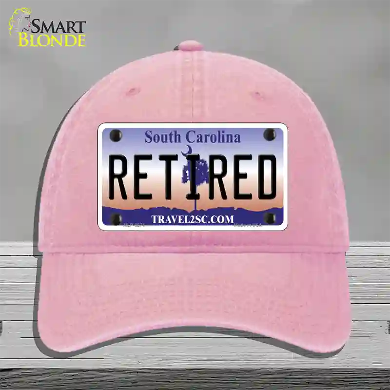 Retired South Carolina Novelty License Plate Hat Unconstructed Cotton / Pink