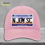 N Joy SC South Carolina Novelty License Plate Hat Unconstructed Cotton / Pink