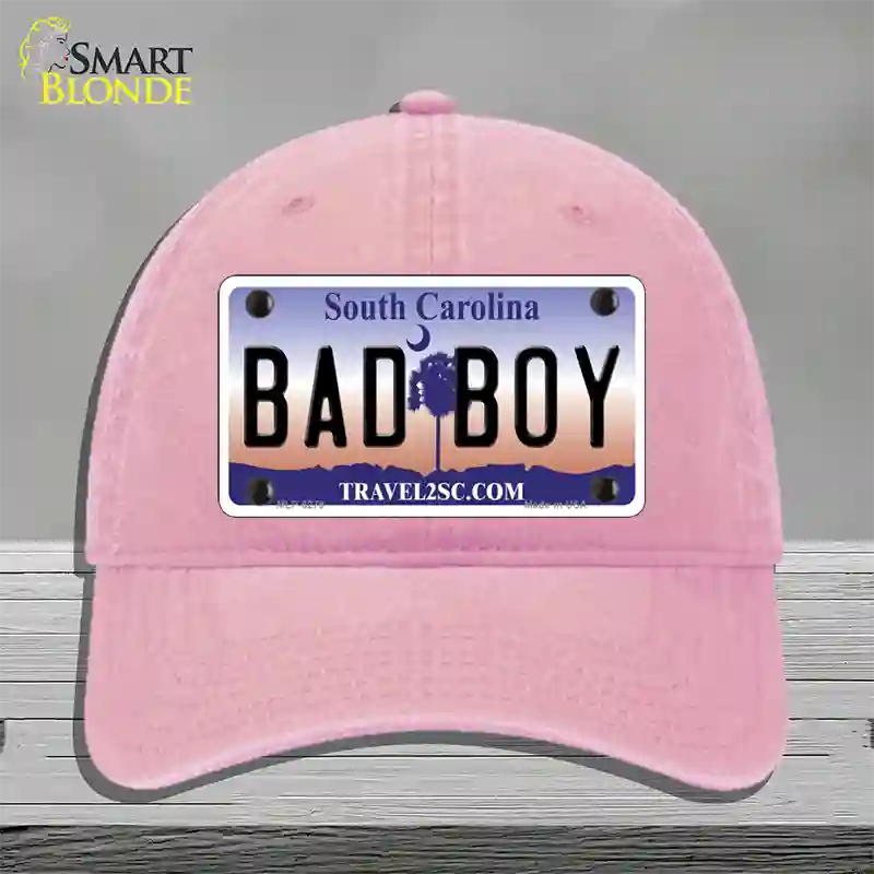 Bad Boy South Carolina Novelty License Plate Hat Unconstructed Cotton / Pink