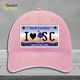 I Love South Carolina Novelty License Plate Hat Unconstructed Cotton / Pink