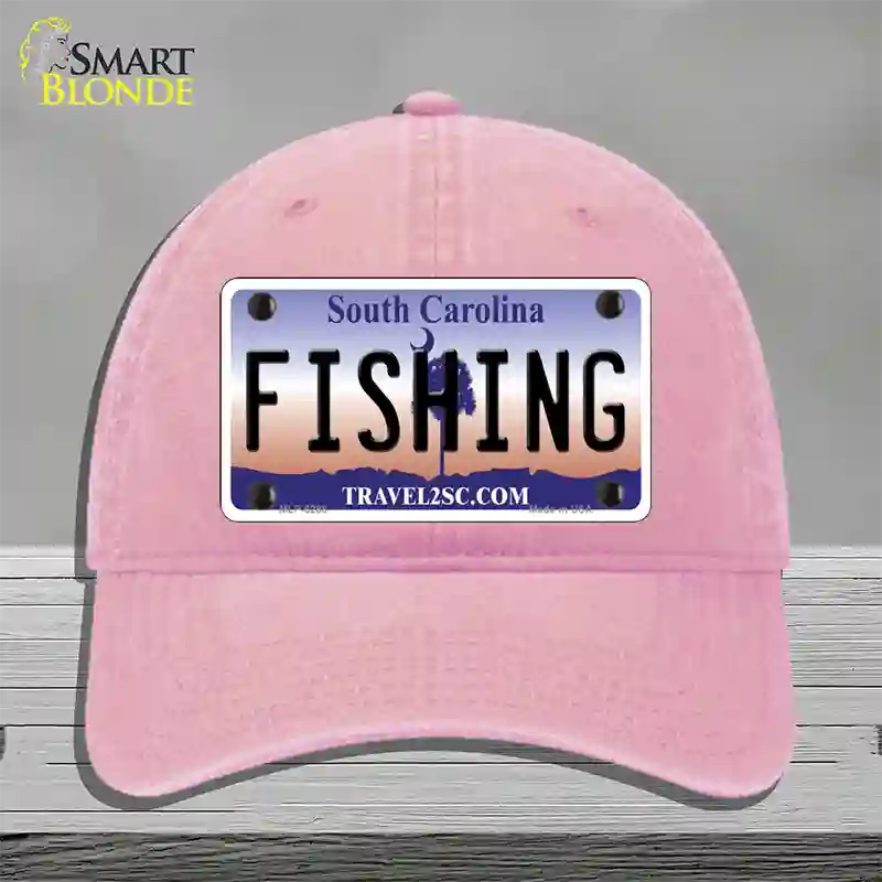 Fishing South Carolina Novelty License Plate Hat Unconstructed Cotton / Pink