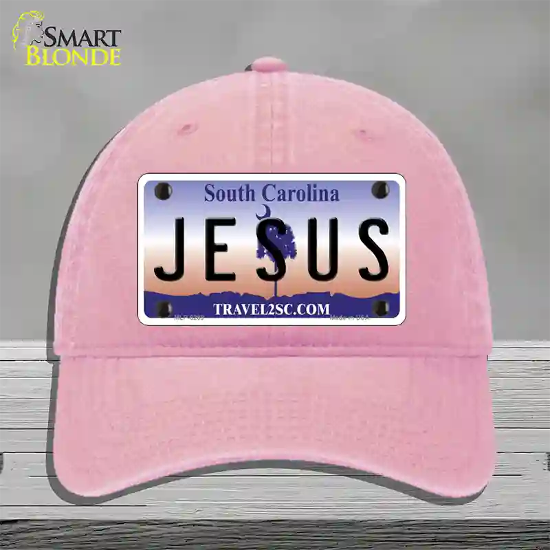 Jesus South Carolina Novelty License Plate Hat Unconstructed Cotton / Pink