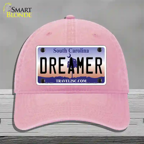 Dreamer South Carolina Novelty License Plate Hat Unconstructed Cotton / Pink