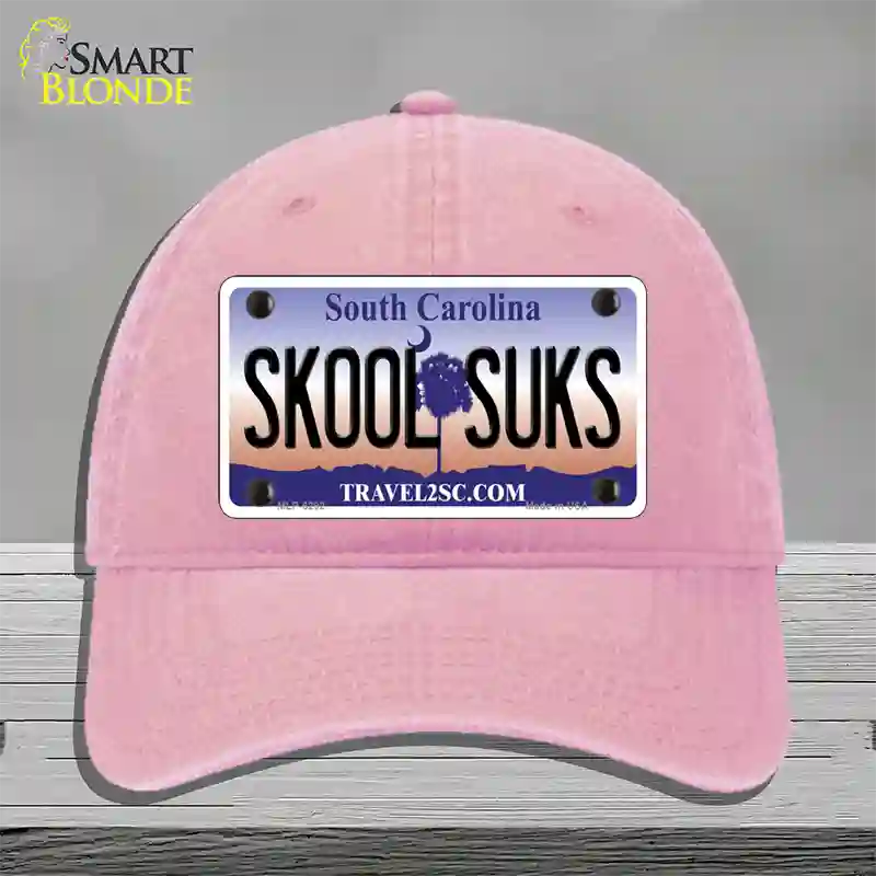 Skool Suks South Carolina Novelty License Plate Hat Unconstructed Cotton / Pink