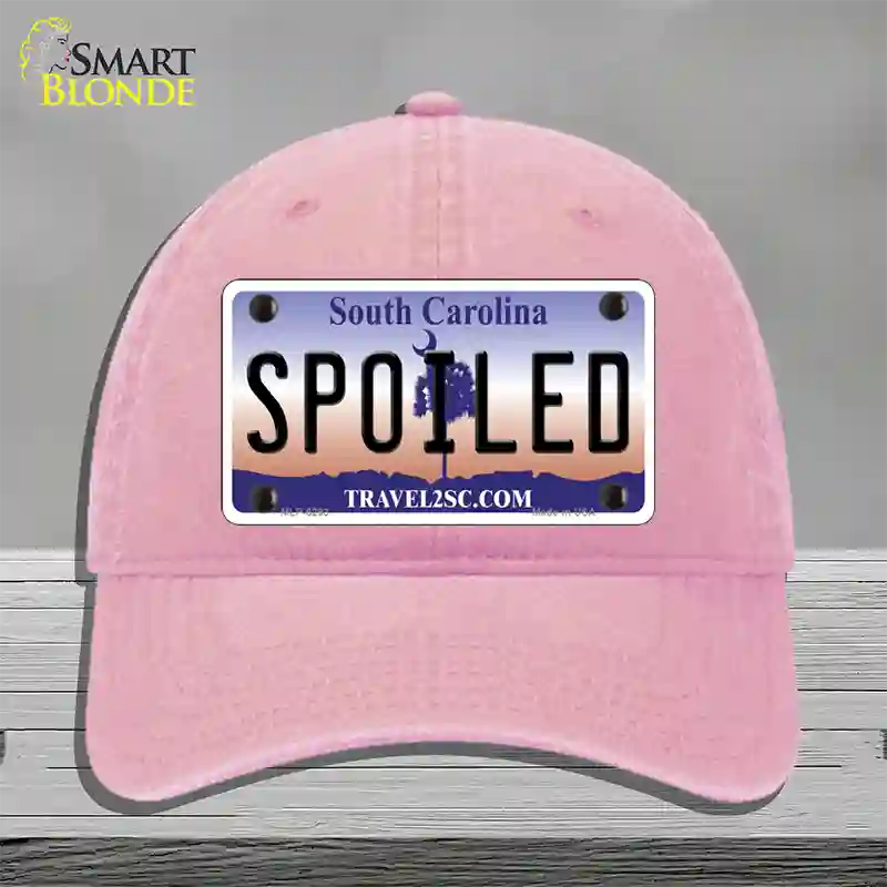 Spoiled South Carolina Novelty License Plate Hat Unconstructed Cotton / Pink