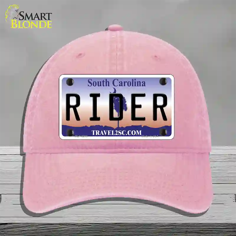 Rider South Carolina Novelty License Plate Hat Unconstructed Cotton / Pink