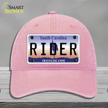 Rider South Carolina Novelty License Plate Hat Unconstructed Cotton / Pink