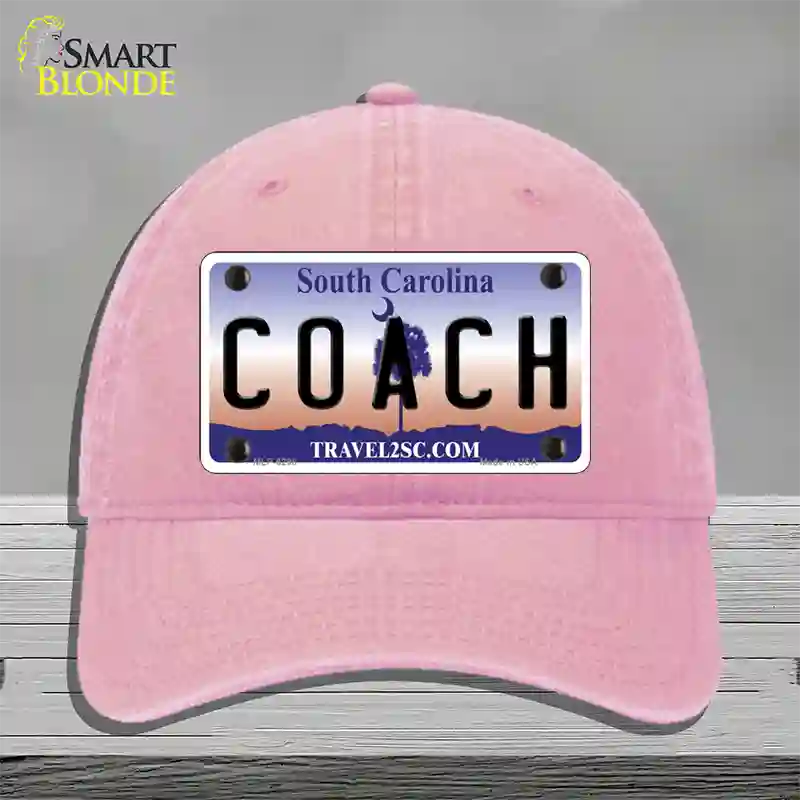 Coach South Carolina Novelty License Plate Hat Unconstructed Cotton / Pink