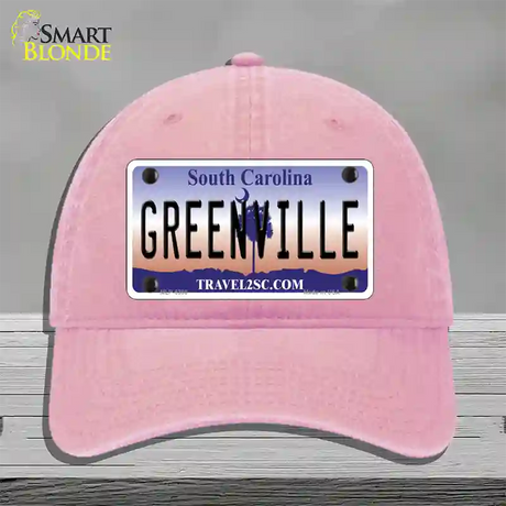 Greenville South Carolina Novelty License Plate Hat Unconstructed Cotton / Pink