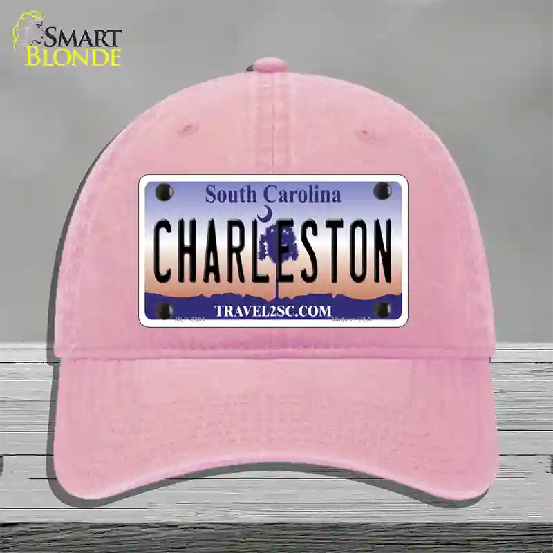 Charleston South Carolina Novelty License Plate Hat Unconstructed Cotton / Pink