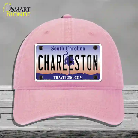 Charleston South Carolina Novelty License Plate Hat Unconstructed Cotton / Pink