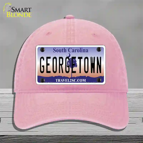 Georgetown South Carolina Novelty License Plate Hat Unconstructed Cotton / Pink