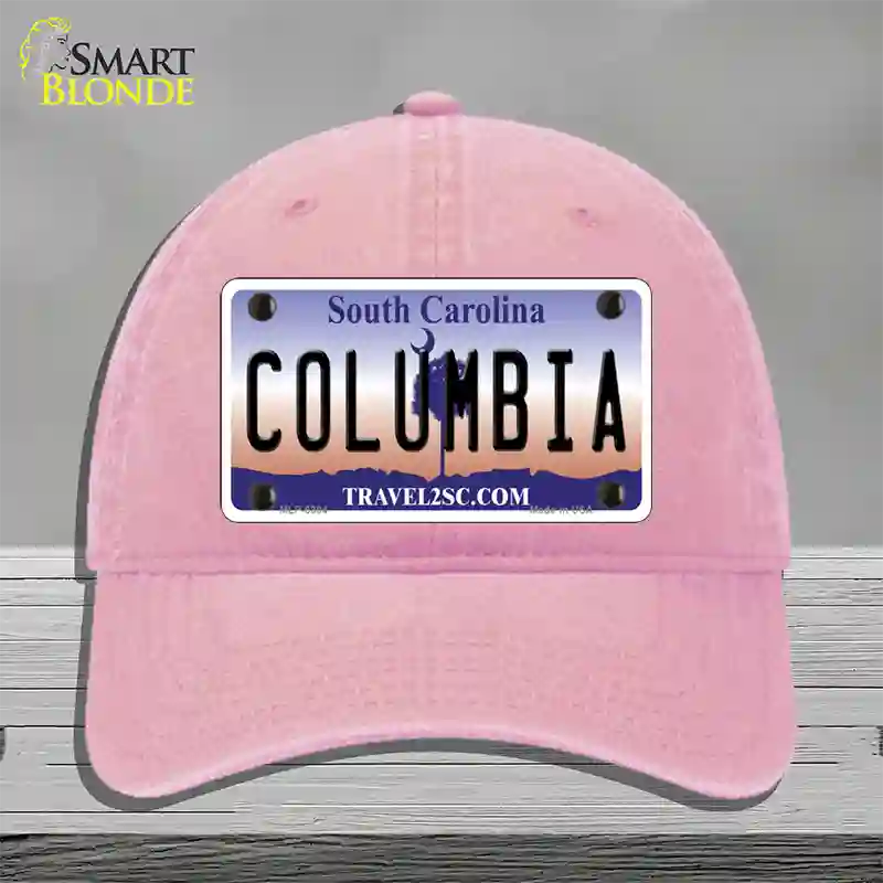 Columbia South Carolina Novelty License Plate Hat Unconstructed Cotton / Pink