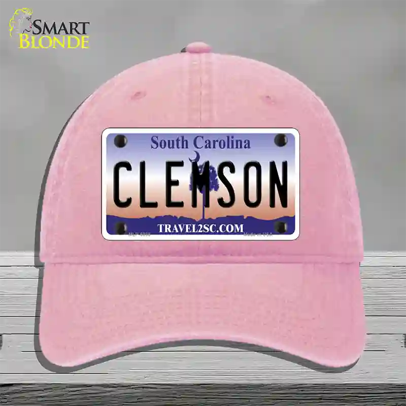 Clemson South Carolina Novelty License Plate Hat Unconstructed Cotton / Pink