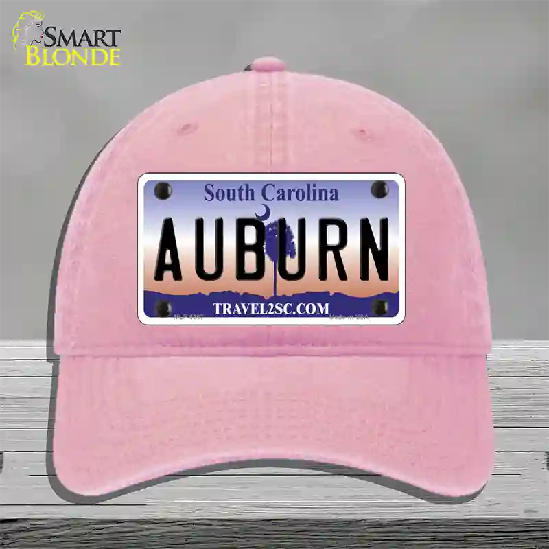 Auburn South Carolina Novelty License Plate Hat Unconstructed Cotton / Pink