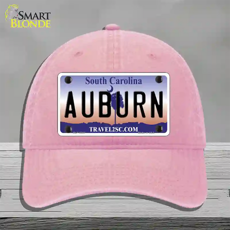 Auburn South Carolina Novelty License Plate Hat Unconstructed Cotton / Pink