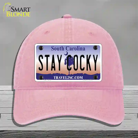 Stay Cocky South Carolina Novelty License Plate Hat Unconstructed Cotton / Pink