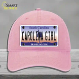 Carolina Girl South Carolina Novelty License Plate Hat Unconstructed Cotton / Pink